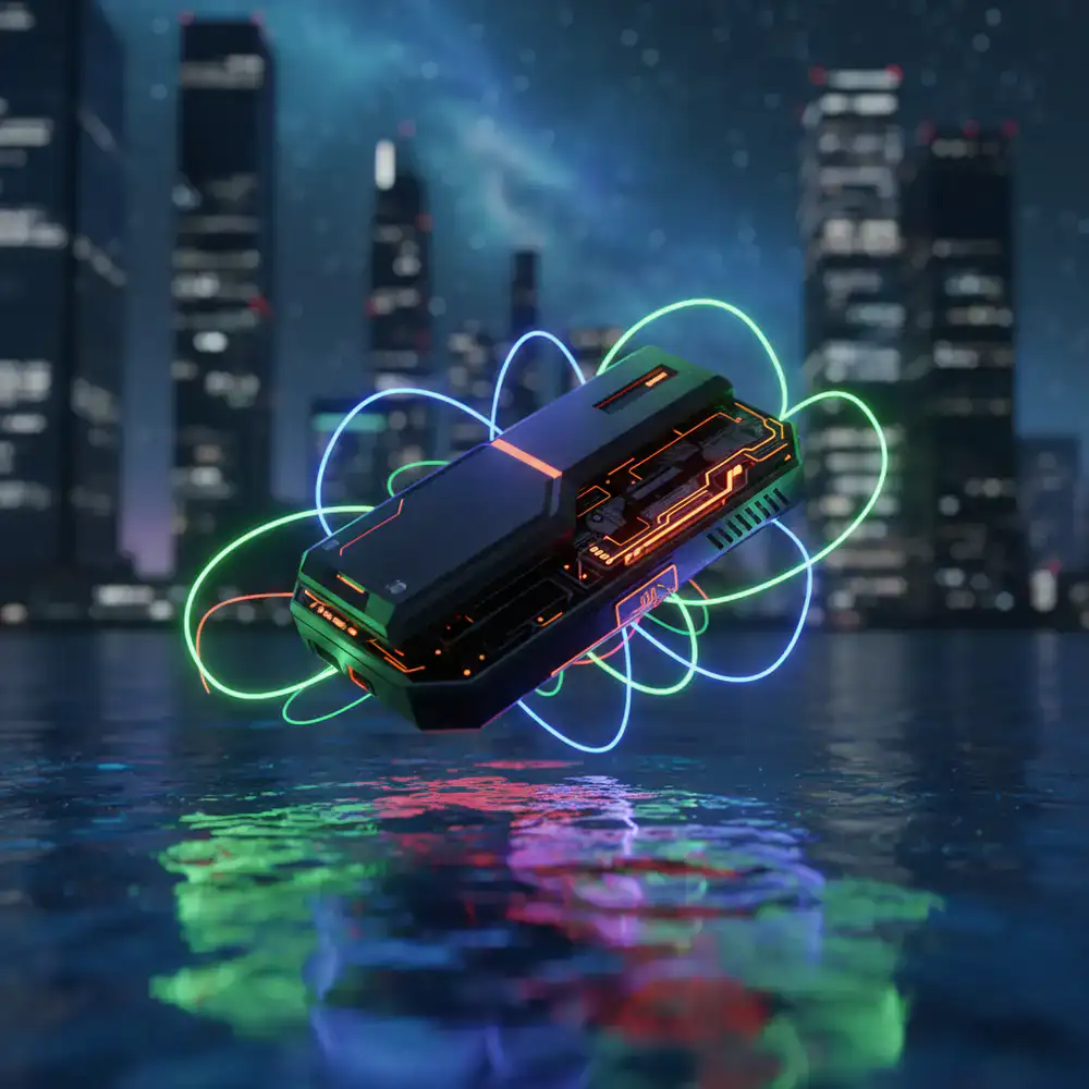 Sleek electronic album cover