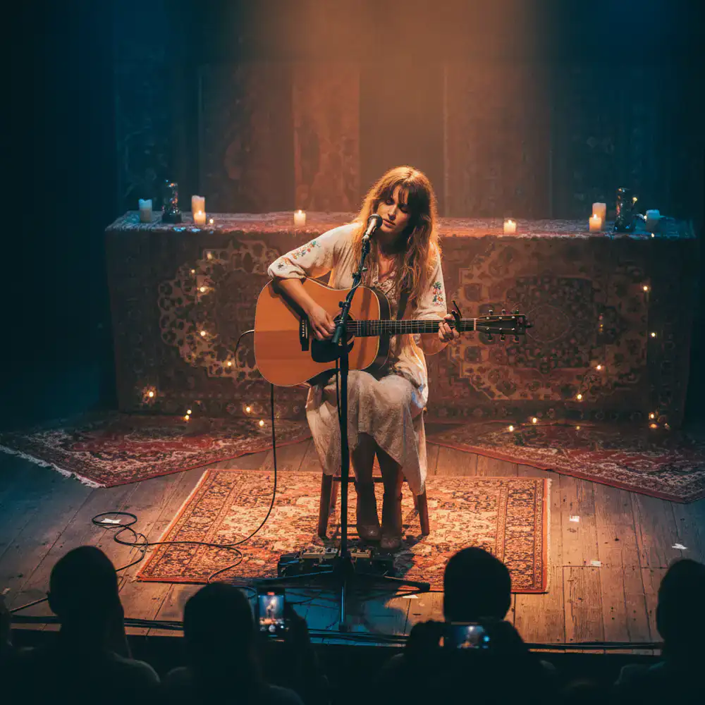 Acoustic singer-songwriter performing on stage
